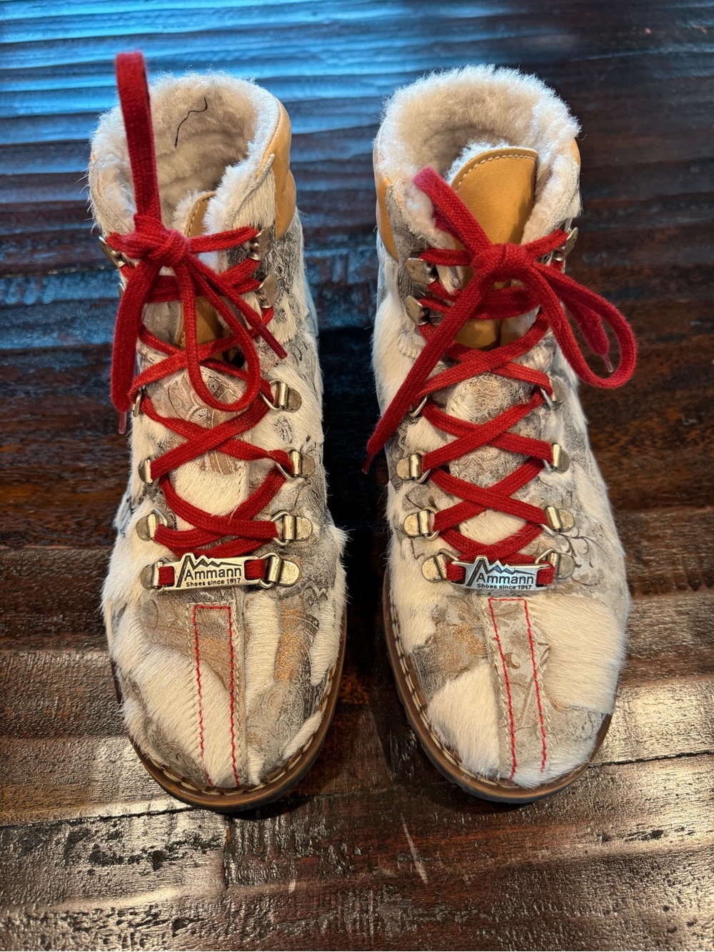 Ammann of Switzerland Handcrafted “Town” Multicolor Ponyhair Hiking Boots🇨🇭